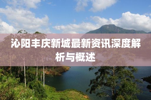 沁阳丰庆新城最新资讯深度解析与概述