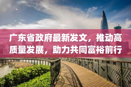 广东省政府最新发文，推动高质量发展，助力共同富裕前行