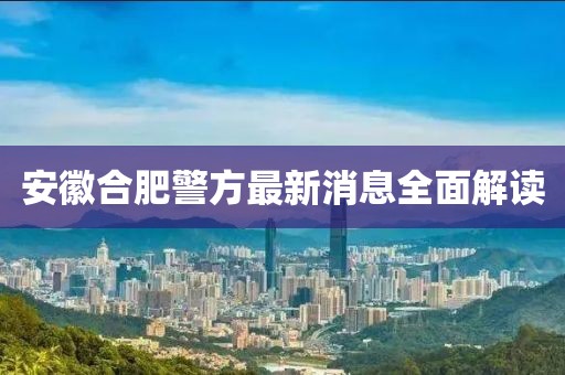 安徽合肥警方最新消息全面解读