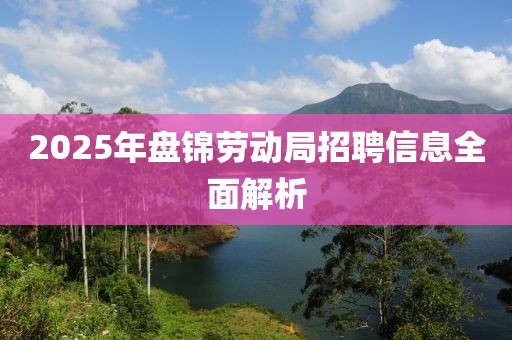 2025年盘锦劳动局招聘信息全面解析