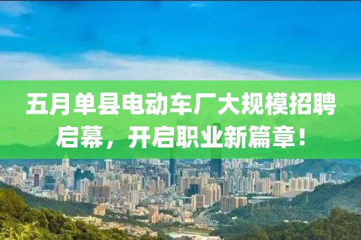 五月单县电动车厂大规模招聘启幕，开启职业新篇章！