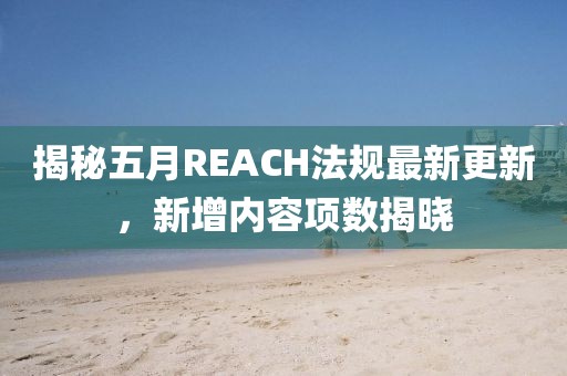 揭秘五月REACH法规最新更新，新增内容项数揭晓